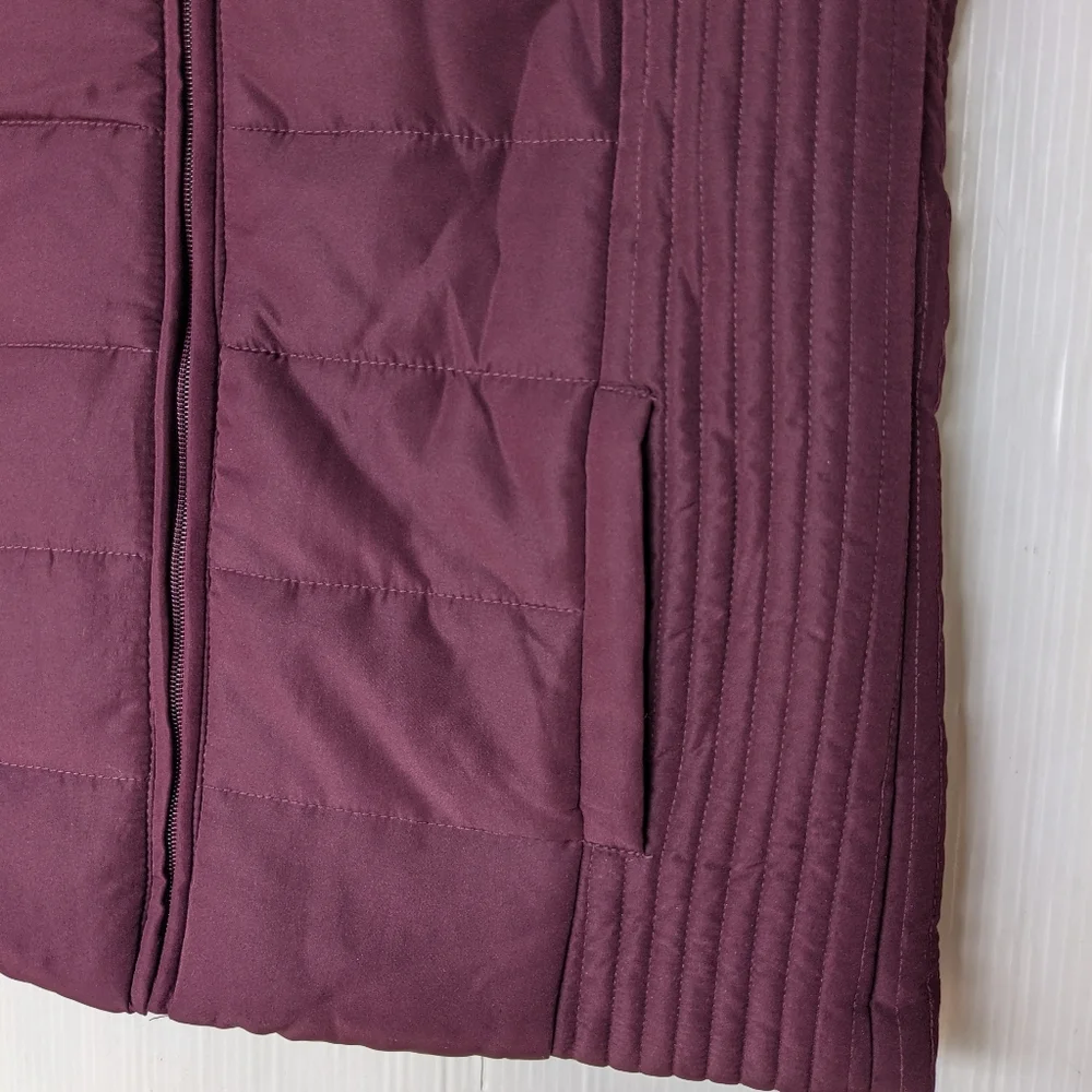 NEW YORK & COMPANY women's plum/wine quilted puffer vest coat - Picture 7 of 8